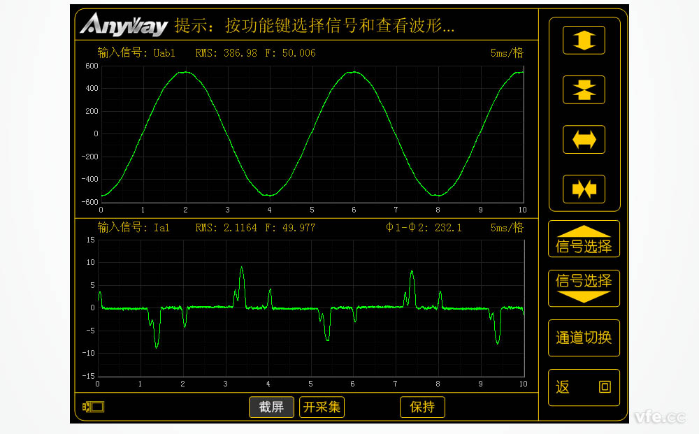 WP4000變頻功率分析儀記錄的變頻器輸入波形 WP4000變頻功率分析儀記錄的變頻器輸入波形