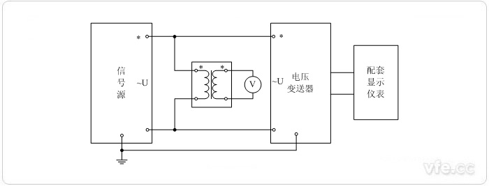 數(shù)字輸出型電壓變送器(電壓互感器擴(kuò)展標(biāo)準(zhǔn)表量程) 電壓校準(zhǔn)接線圖 數(shù)字輸出型電壓變送器(電壓互感器擴(kuò)展標(biāo)準(zhǔn)表量程) 電壓校準(zhǔn)接線圖